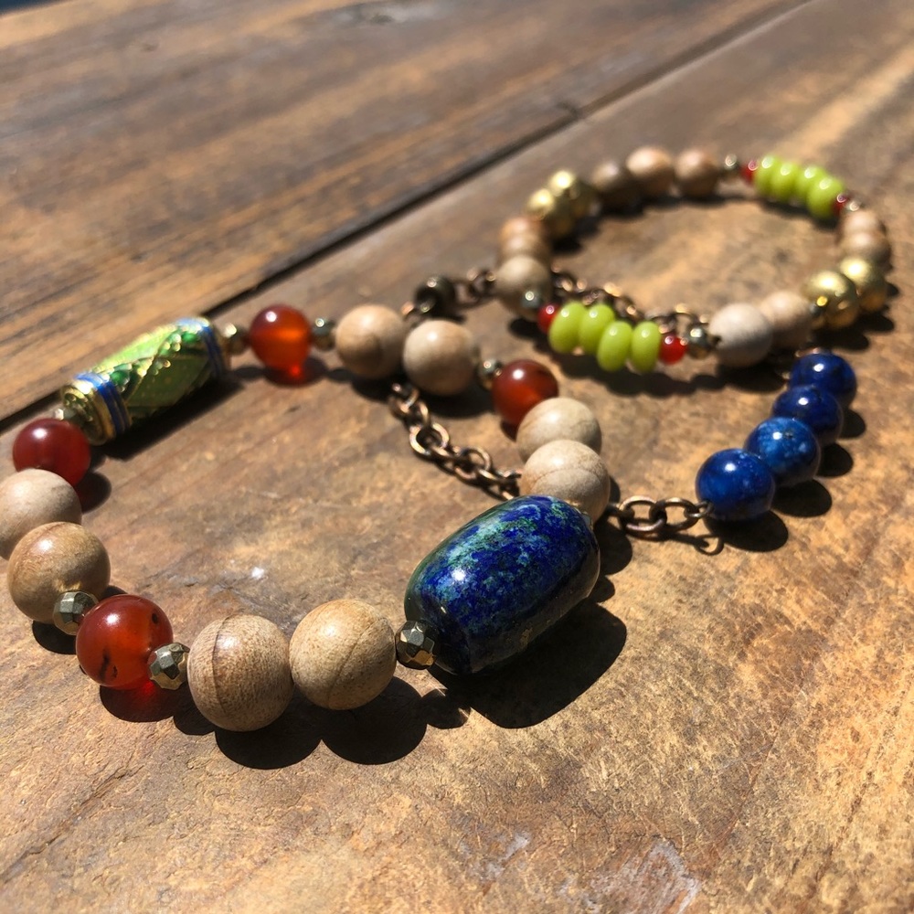 Azurite and Lapis Bracelet Set